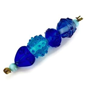 As Low As $2 Mixed Ocean Blues Handmade Lampwork Artisan Rondelle Beads (6)